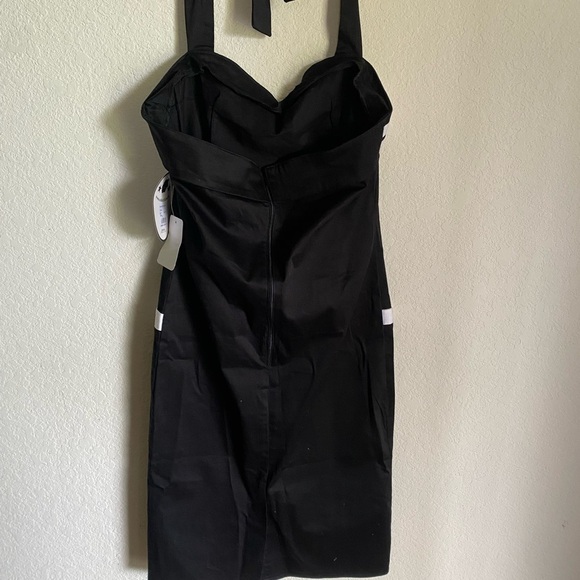 Collectif Retro Sailor Halter Rockabilly Straight Pencil Pin Up Black Dress 10 - Picture 12 of 16